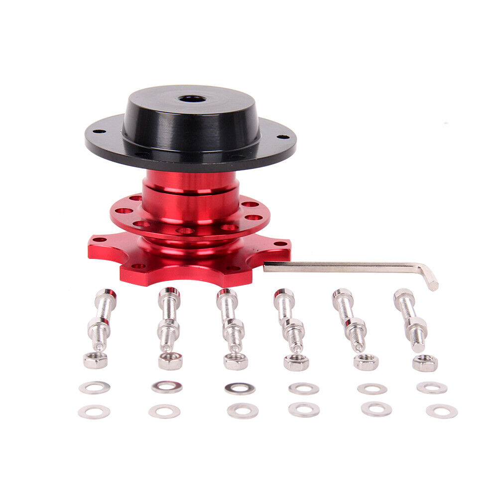 6 Hole Car Steering Wheel Quick Release HUB Racing Adapter Snap Off Boss Kit Red