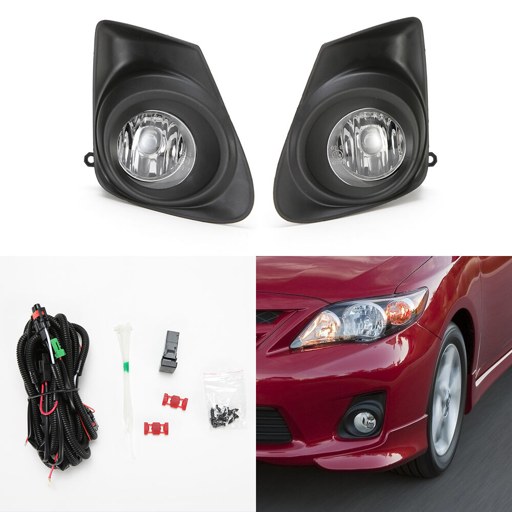 Fog Lights Kit For 2011 2012 2013 Toyota Corolla w/Black Bezel Wires Switch Bulb