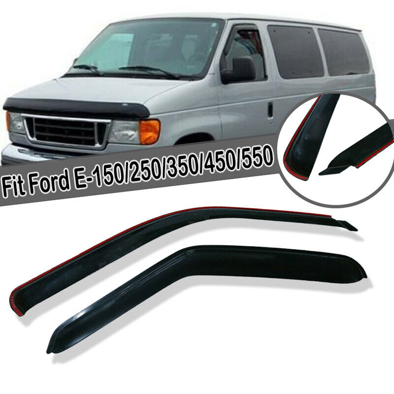 For Ford E150 E250 E350 E450 E550 Tape On Vent Window Visors Rain Guards Shade