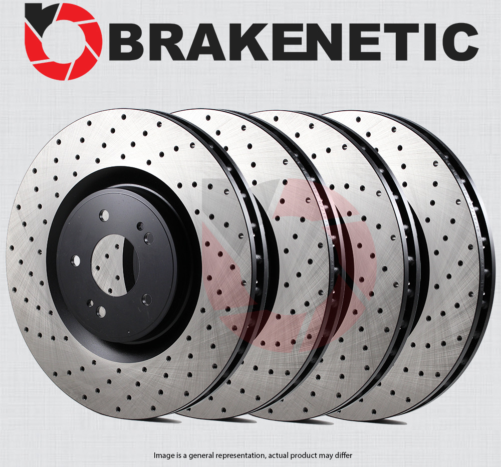 FRONT+REAR BRAKENETIC Premium Cross Drilled Brake Disc Rotors BPRS83683