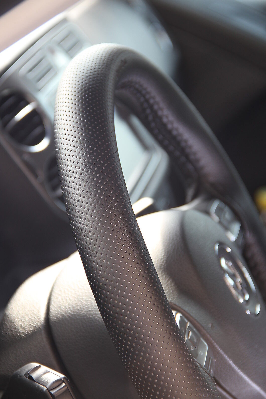Black PVC Leather Steering Wheel Stitch Wrap Cover w/ Needle Thread DIY Audi BMW