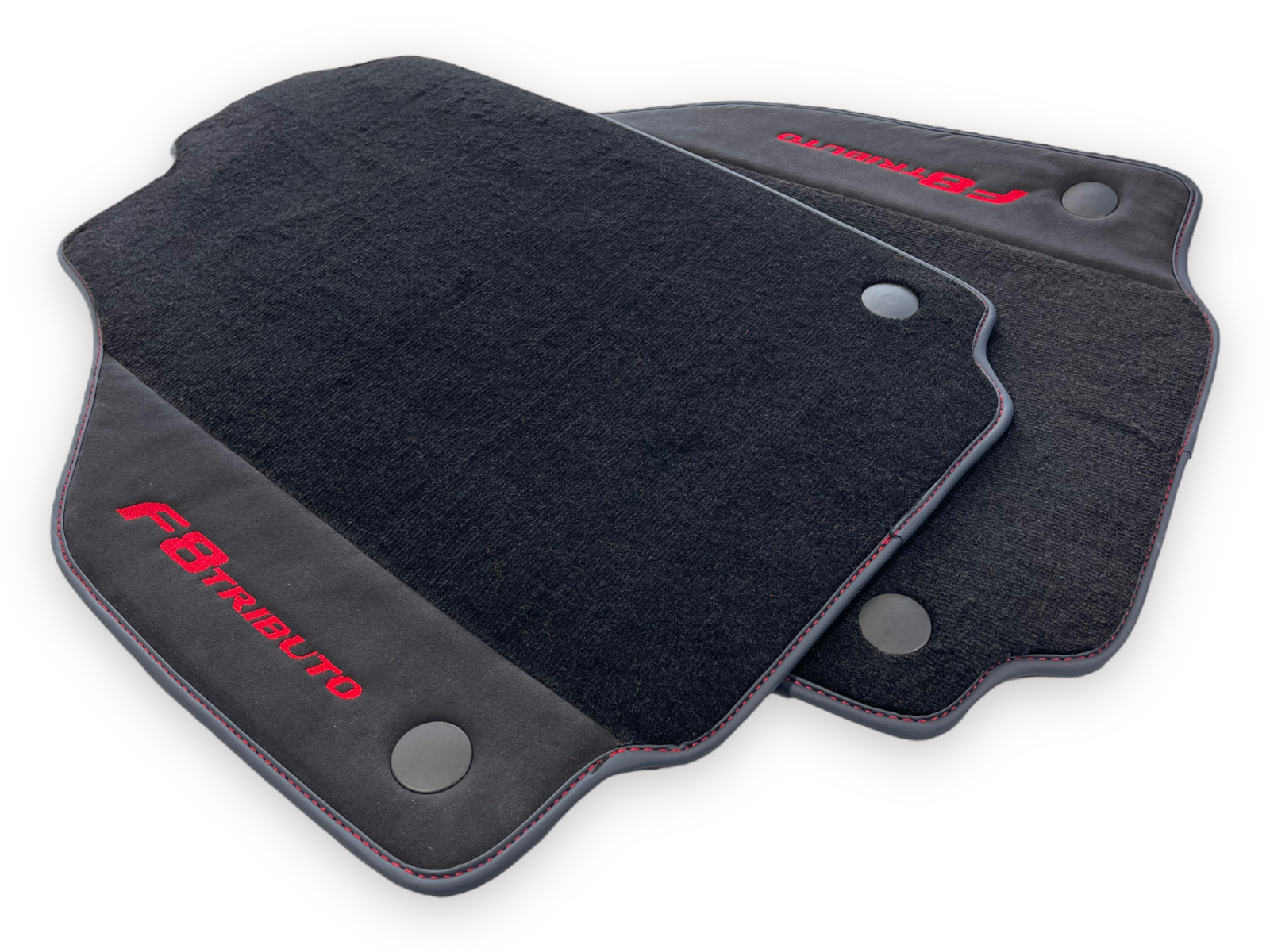 Floor Mats For Ferrari F8 Tributo Black With Alcantara Leather Tailored Carpets