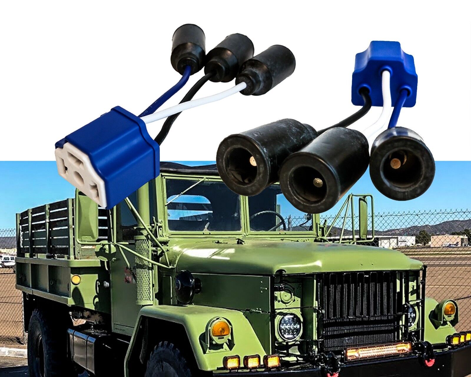 Military Headlight Plug Connector H4 M35a2 bmy M35a3 M35 M923 HMMWV A2 A3 LMTV