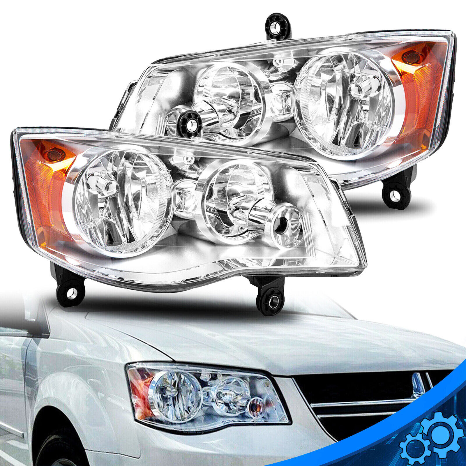 2Pcs Headlight For 2008-2016 Chrysler Town&Country 2011-2020 Dodge Grand Caravan