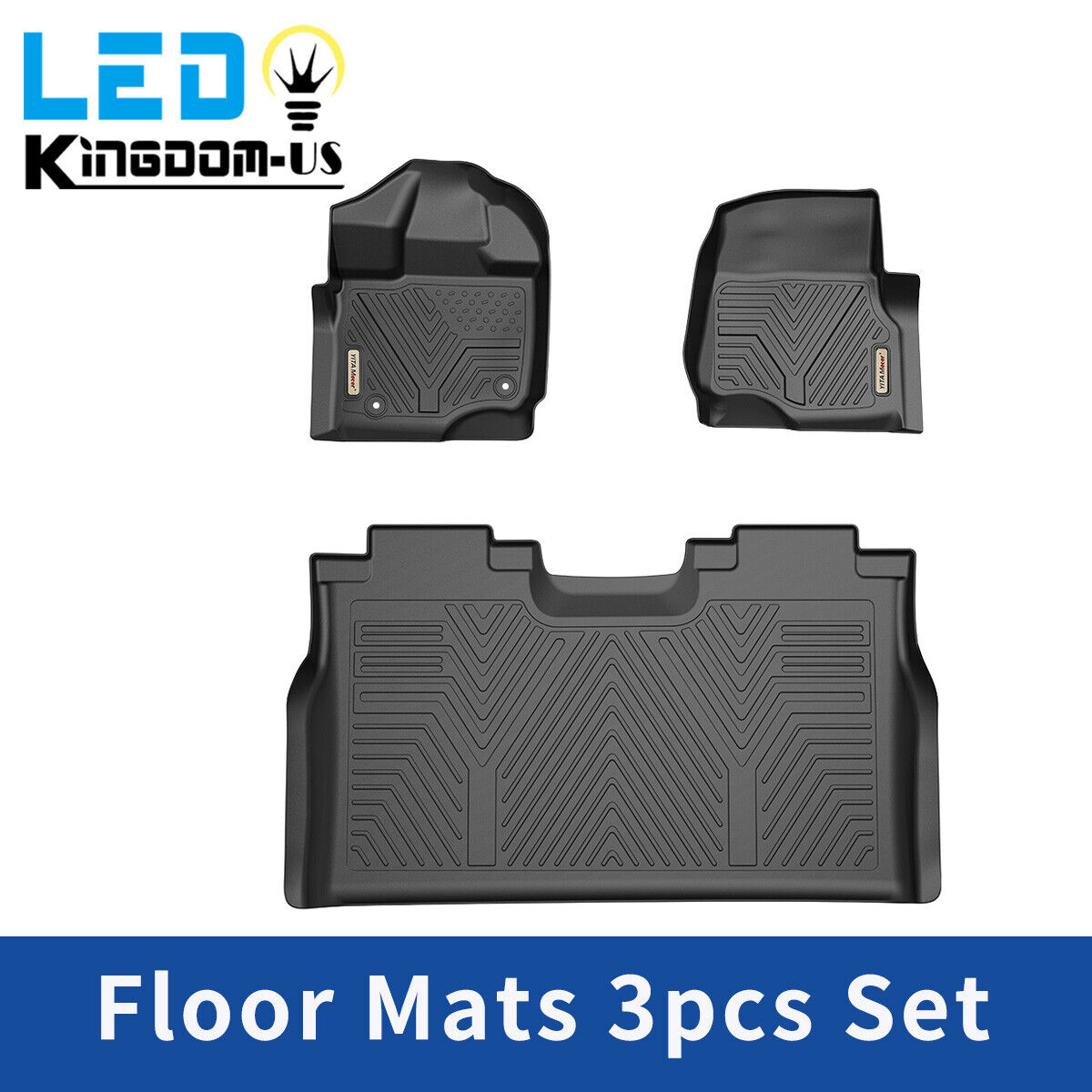 All Weather Floor Mats for 2015-2024 Ford F-150 Super Crew Cab Black TPE Liners
