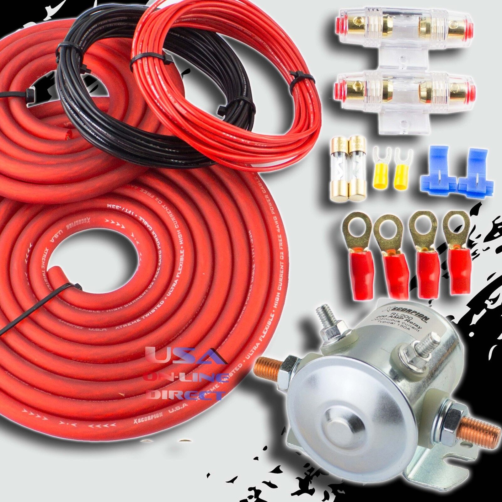 200 AMP HEAVY DUTY DUAL / AUXILIARY BATTERY ISOLATOR COPPER CABLES COMPLETE KIT 
