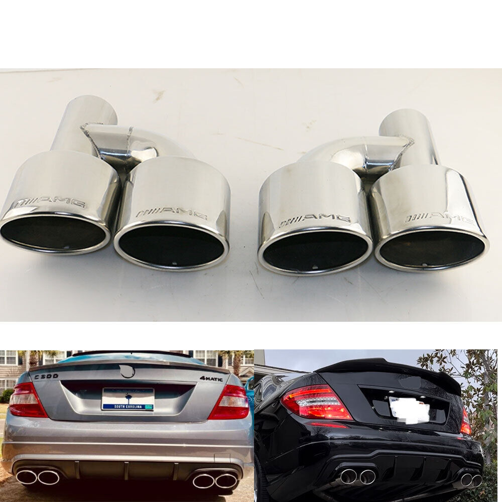 AMG H-type Style Exhaust Pipe Tip Dual Tips For Mercedes Benz C63 C300 E63
