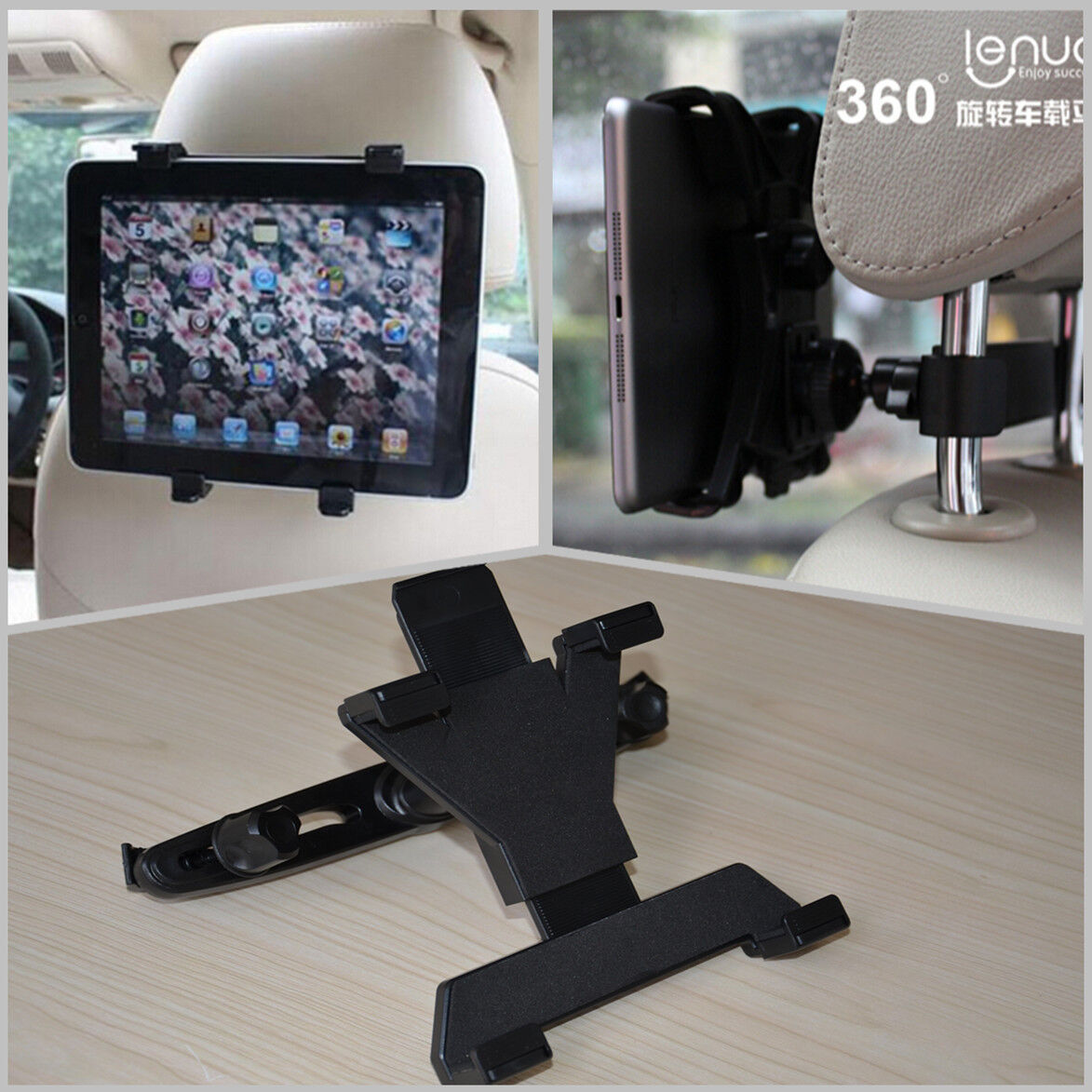 Car 360° Ratating Seat Headrest Tablet Mount Holder Support For iPad For BMW