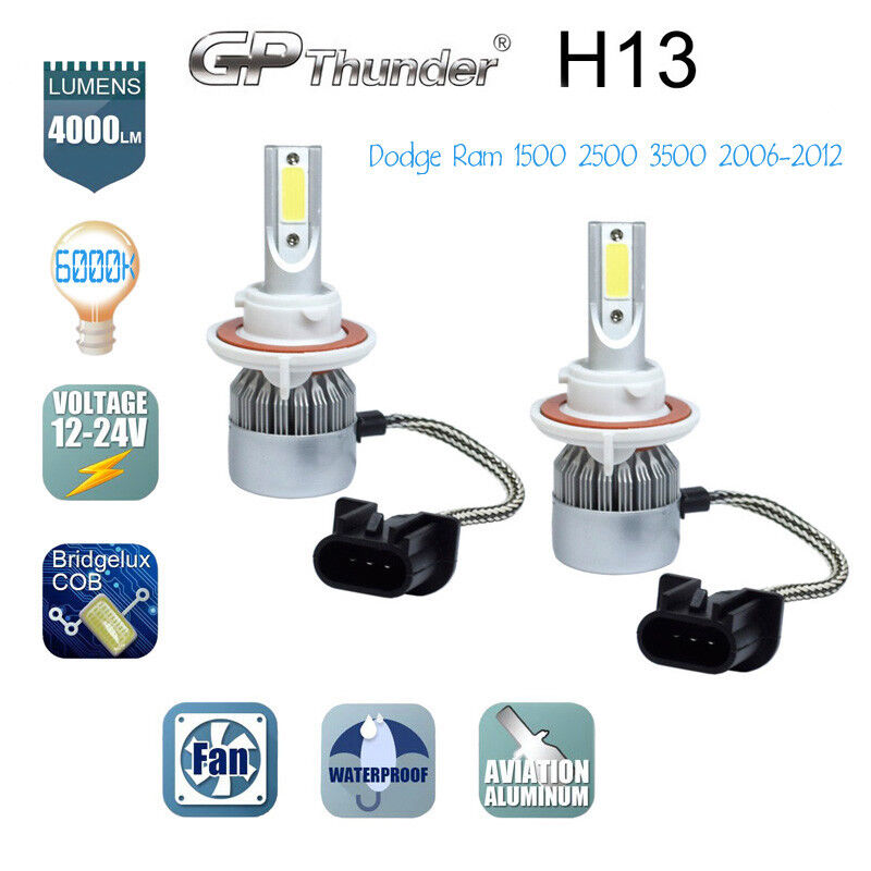 H13 LED Headlight Bulbs for Dodge Ram 1500 2500 3500 2006-2012 High Low Beam Kit