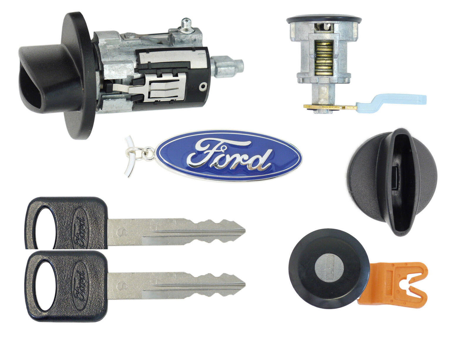 Ford RANGER 1997-2007 P/U - Ignition & (Black) Door Lock Cylinders with 2 Keys