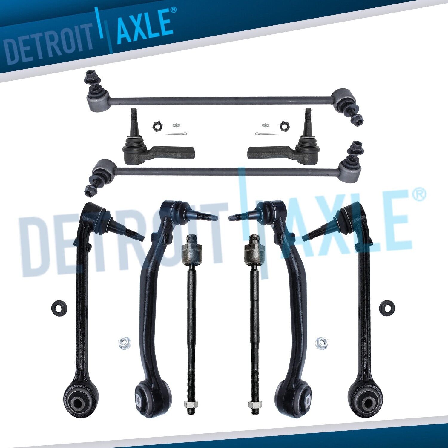 10pc Front Lower Control Arms + Tie Rods Sway Bars for 2010 - 2015 Chevy Camaro