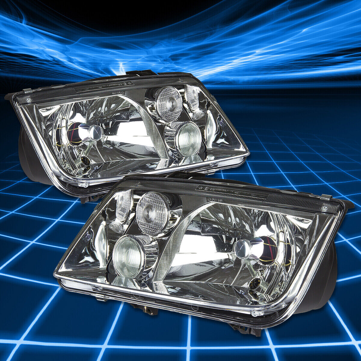 For 99-05 Jetta MK4 Chrome Housing Euro-Spec E-Code Style Headlights w/Fog Light