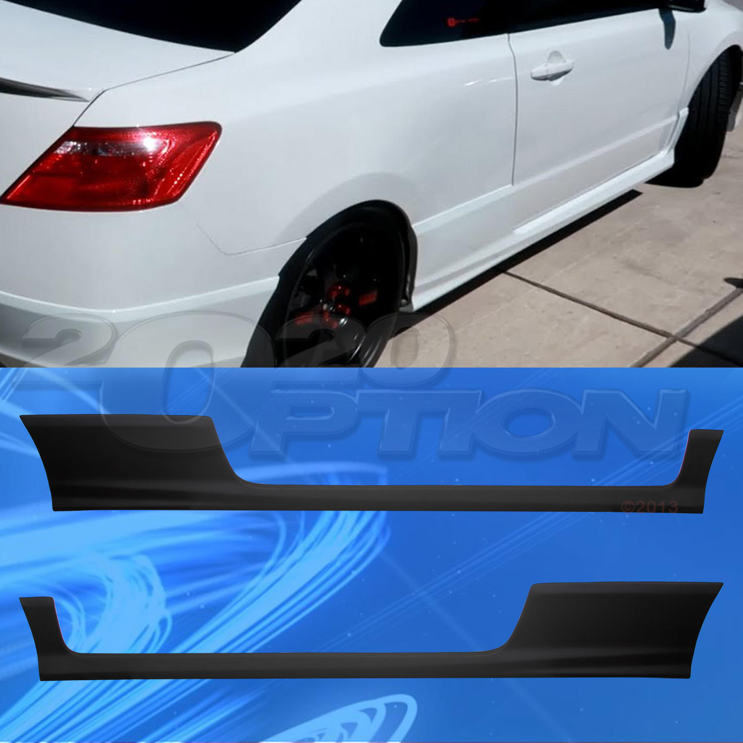 HFP-STYLE PU POLYURETHANE SIDE SKIRTS BODY KIT FOR 06-08 HONDA CIVIC COUPE 2DR