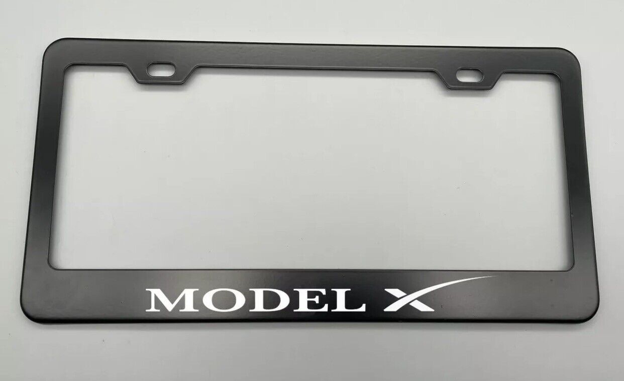 1 x Model X BLACK Stainless Steel License Plate Frame laser engraved fit Tesla