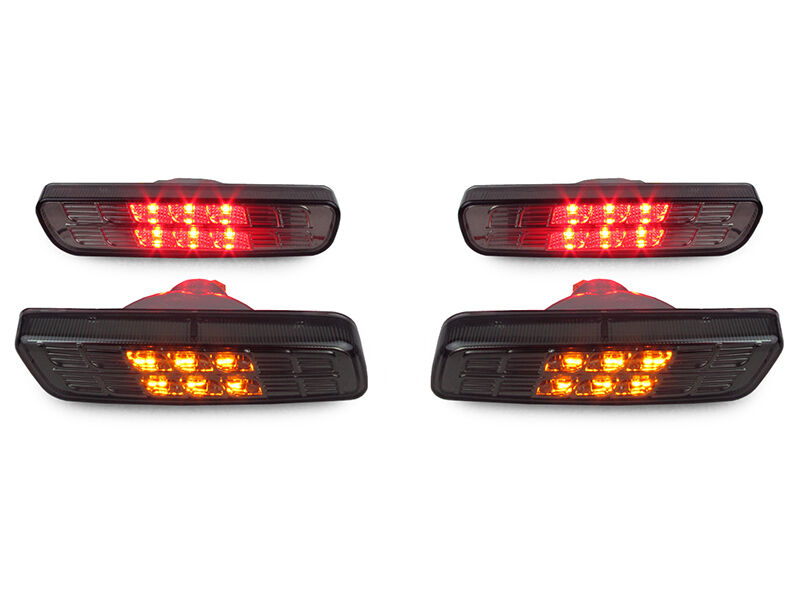 Crystal Smoke Front Amber+Rear Red LED Bumper Side Markers For 01-05 Lexus IS300