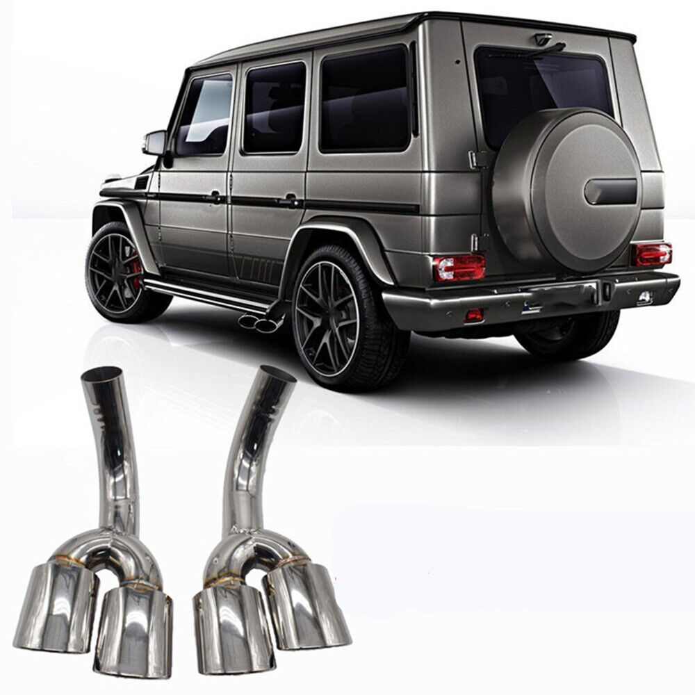 Car DUAL Exhaust Muffler Tip Pipe Silver For MB Benz G W463 G500 G55 G63 Sport