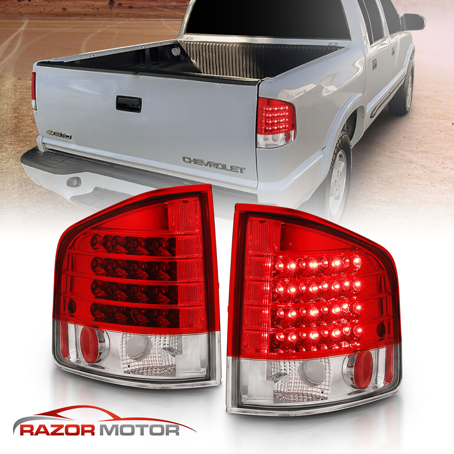 1994-2004 For Chevrolet S10/GMC Sonoma/Isuzu Hombre Red Clear LED Tail Lights