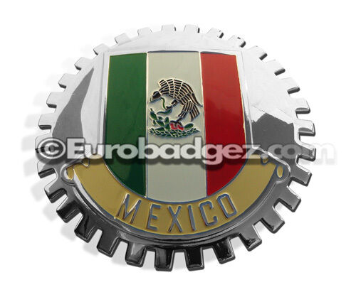 1-NEW Chrome Front Grill Badge Mexican Flag Spanish Bandera MEXICO MEDALLION GWR