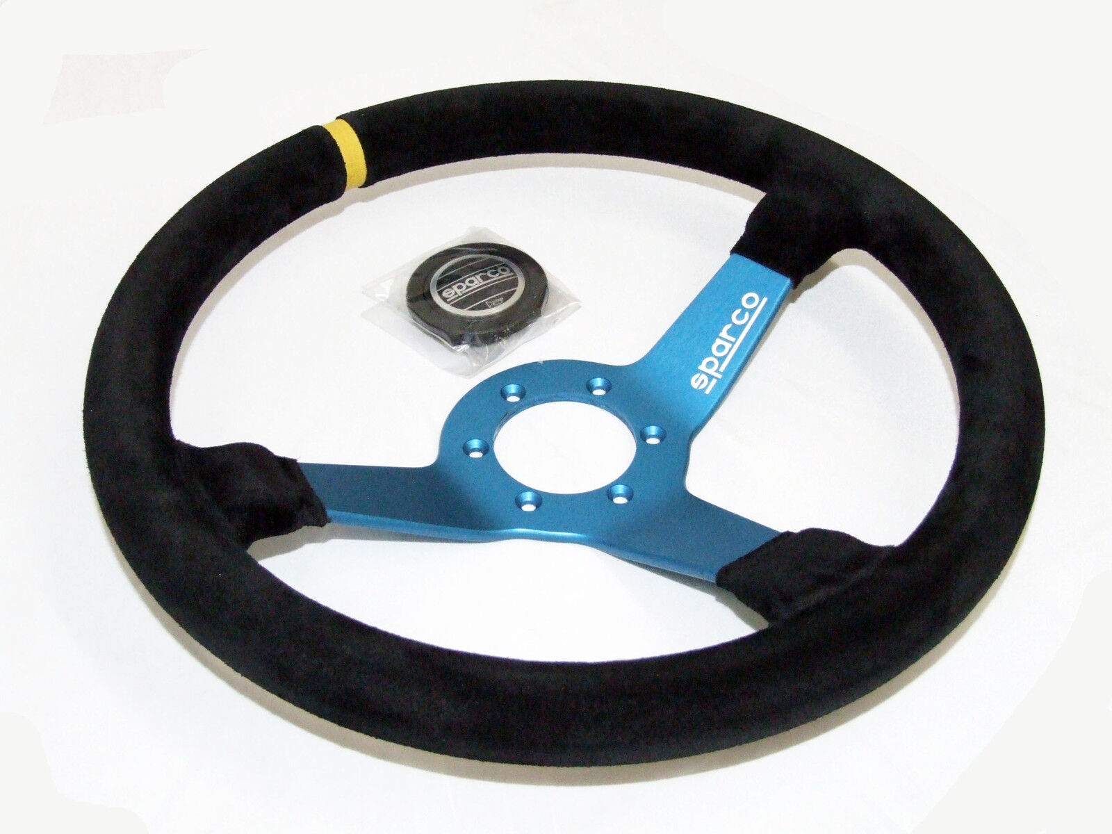 Sparco Steering Wheel - L550 Monza (350mm/63mm Dish/Suede/Blue)