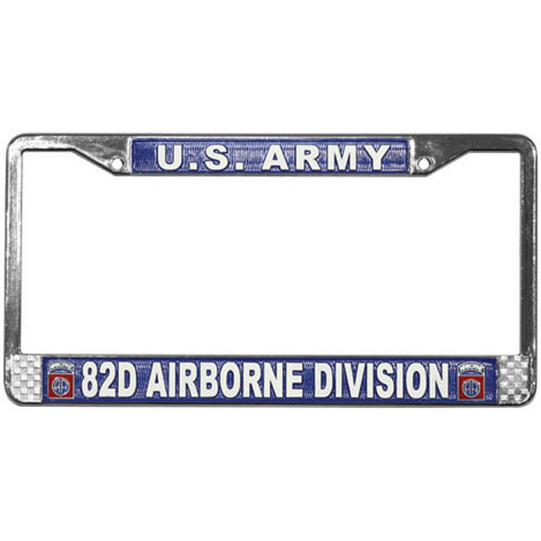 US ARMY 82ND AIRBORNE DIVISION METAL LICENSE PLATE FRAME - MADE IN USA
