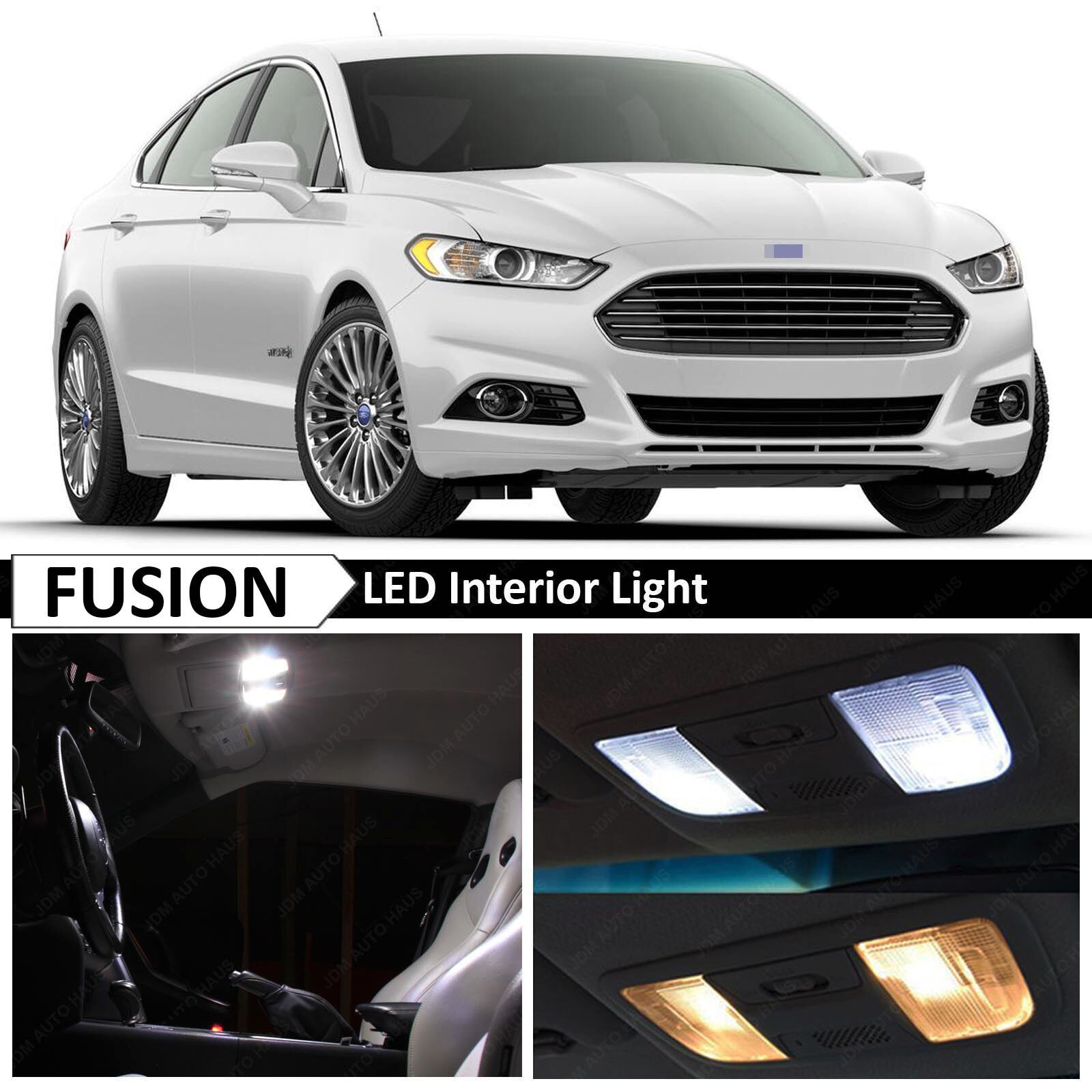 16x White Interior LED Light Package Kit for 2010-2014 Ford Fusion