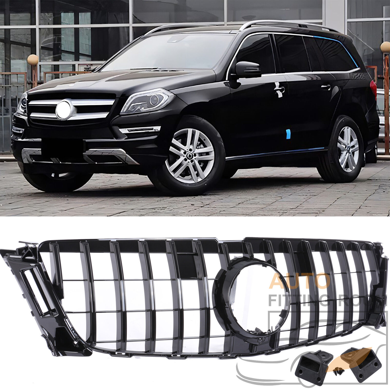For 2013-2015 Mercedes X166 GL350 GL400 GL450 Black GT Style Grill Front Grille