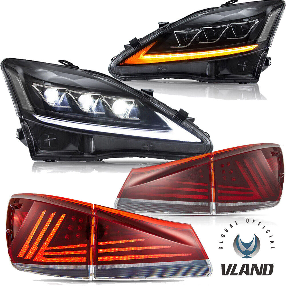 For 2006-2014 Lexus IS250 IS350 IS F VLAND Headlights + LED Tail Lights Set Kits