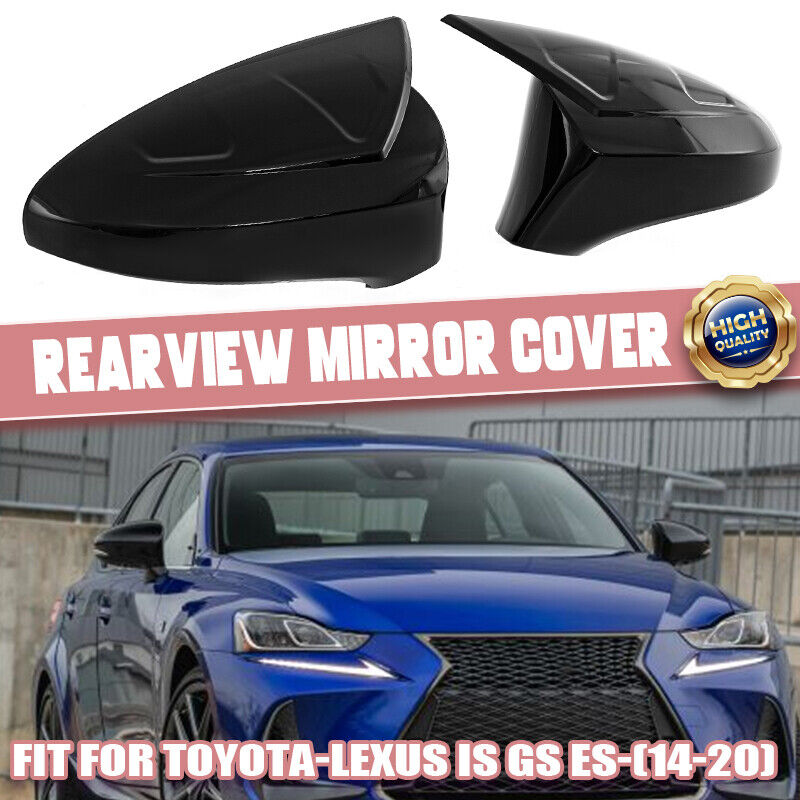FOR 2014-2020 LEXUS GS350 GS450H GSF CLIP-ON GLOSSY BLACK SIDE MIRROR COVER CAPS
