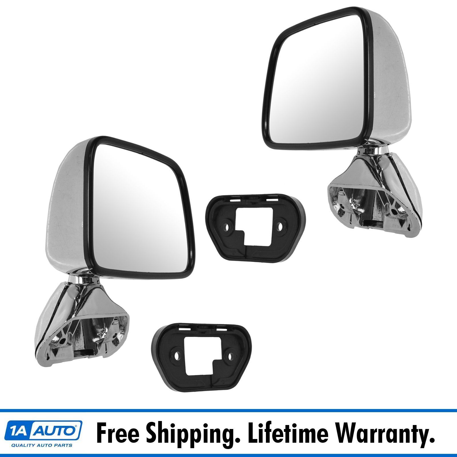 Manual Side View Mirrors Chrome Pair Set for 87-88 Toyota Pickup Truck 4Runner
