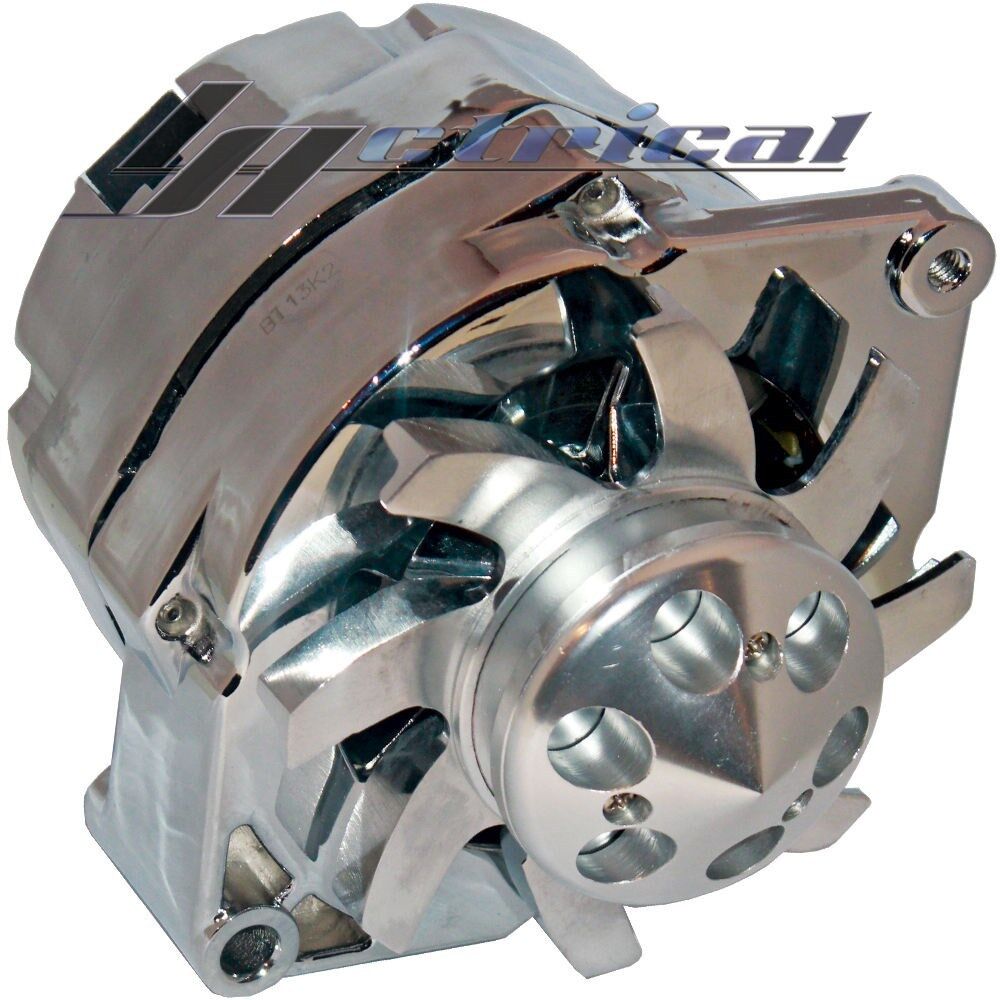 NEW ALTERNATOR FOR GM BBC HOTROD CHROME 3 WIRE BILLET PULLEY HIGH OUTPUT 200 AMP