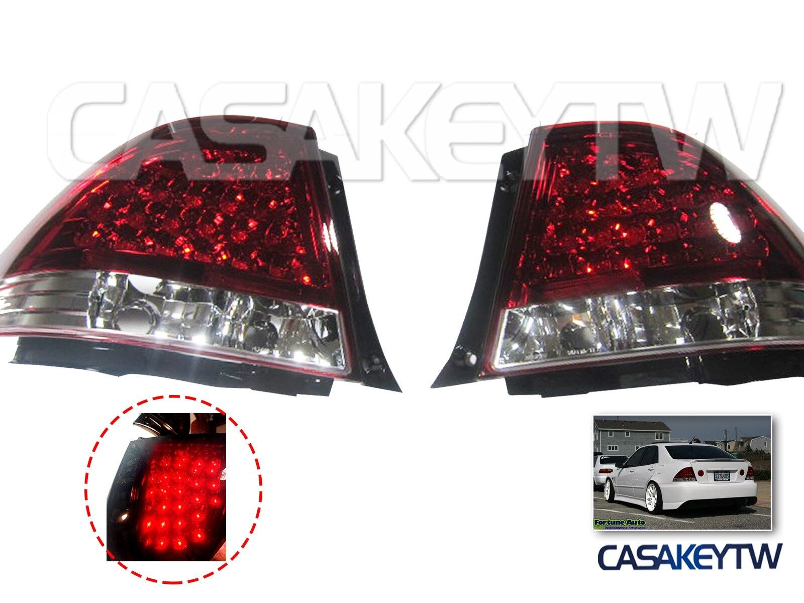 LED RED/CLEAR Tail Lights Rear For LEXUS IS200 IS300 98-05 ALTEZZA