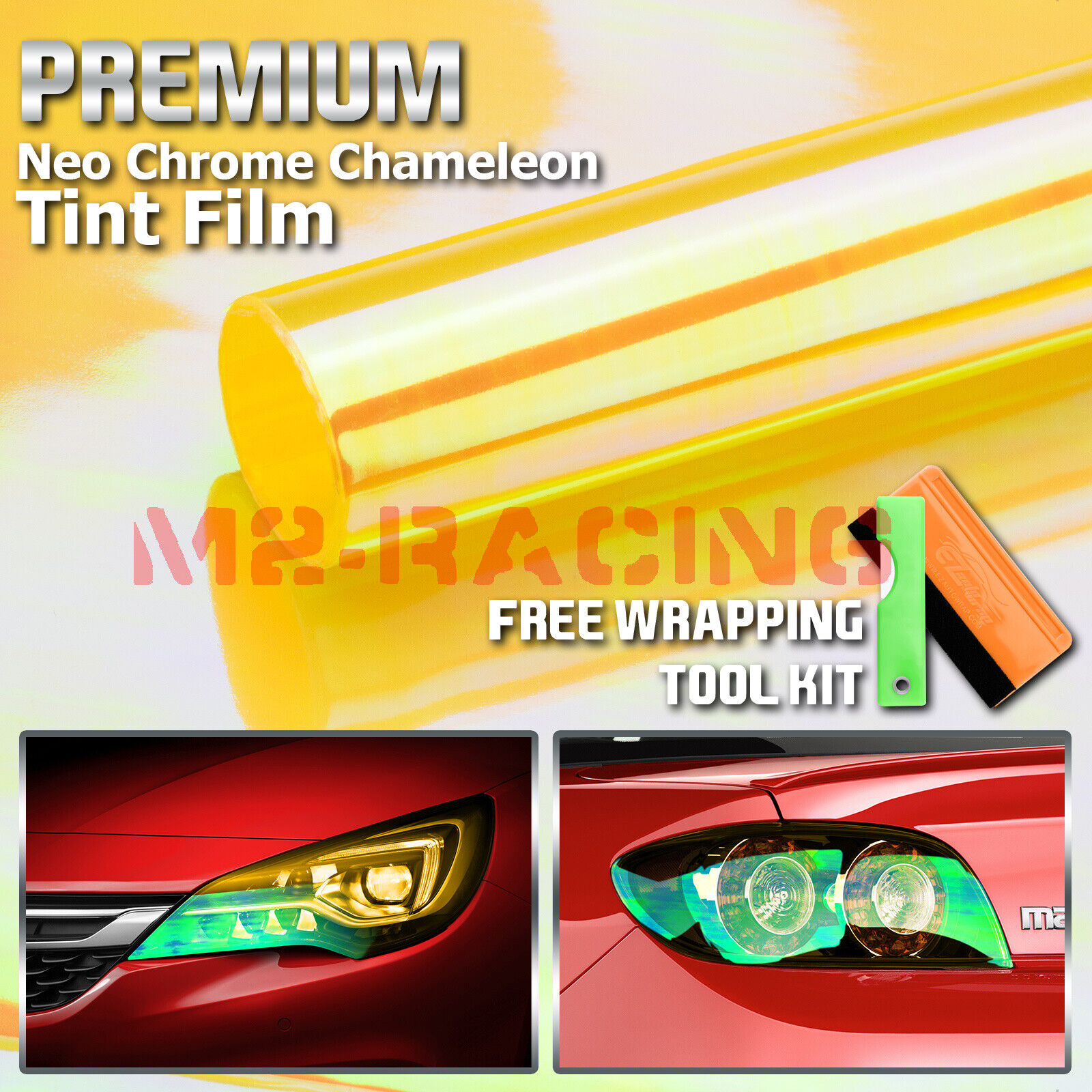 1FTx2FT Galaxy Neo Golden Yellow Headlight Taillight Fog Light Vinyl Tint Film