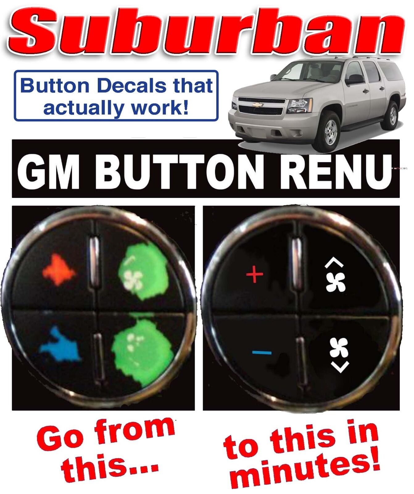 2007-2013 Chevrolet Suburban AC Climate Control Dash Buttons Repair Decal Set