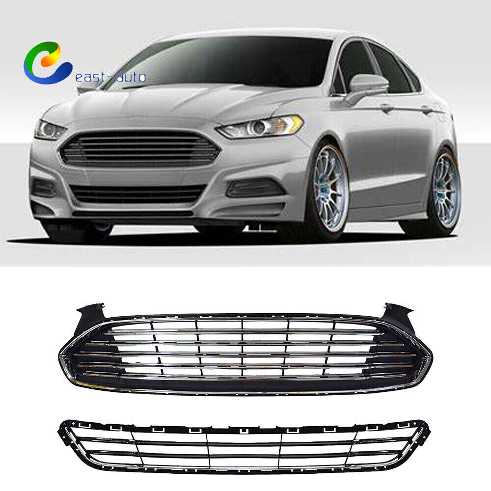 Upper&Lower FrontGrille Grill  Radiator For 2013-2016 Ford  Fusion Mondeo