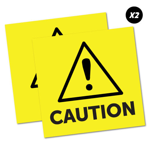 2 x Caution Yellow Sticker Decal Safety Sign Car Vinyl #5456K