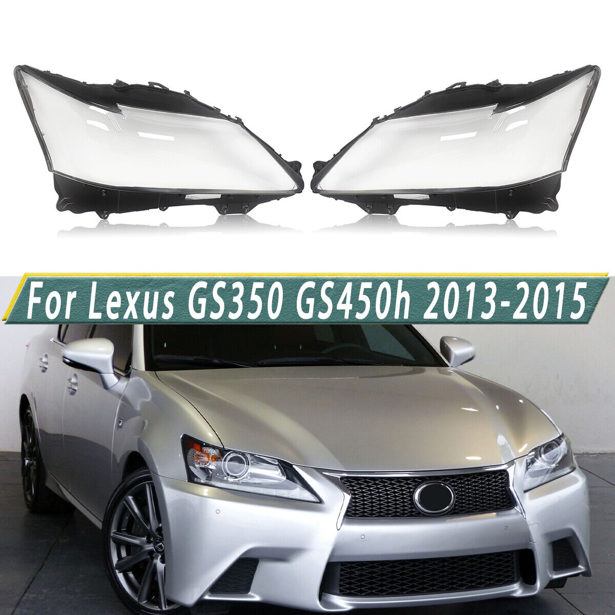 Left+Right Clear Headlight Lens Cover Shell For Lexus GS350 GS450H 2013-2015