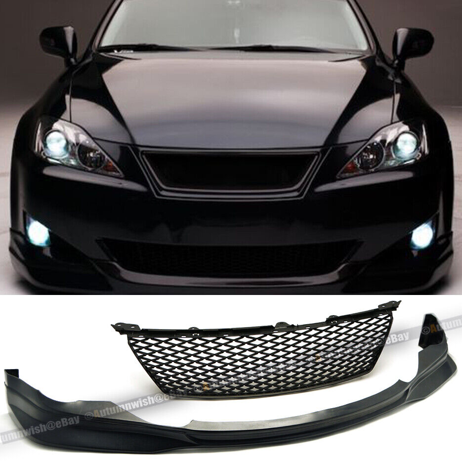For 06-08 IS250 IS350 F Sport Style Front Bumper Lip & Badgeless Mesh Grille