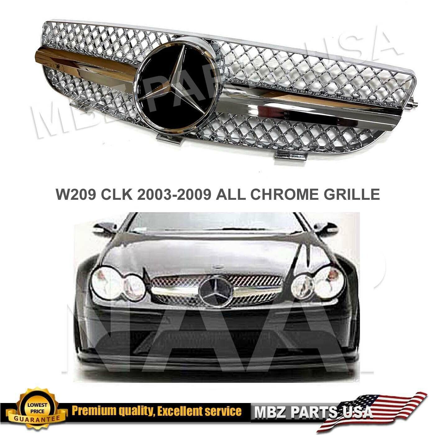 W209 03-09 CLK All-Chrome Grille AMG Style Emblem CLK320 CLK55 CLK500 CLK