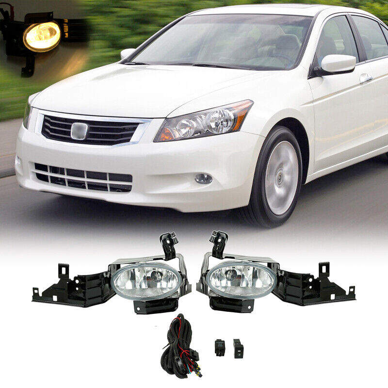For 2011-2012 Honda Accord Sedan Clear Fog Lights Bumper Driving Lamps+Switch