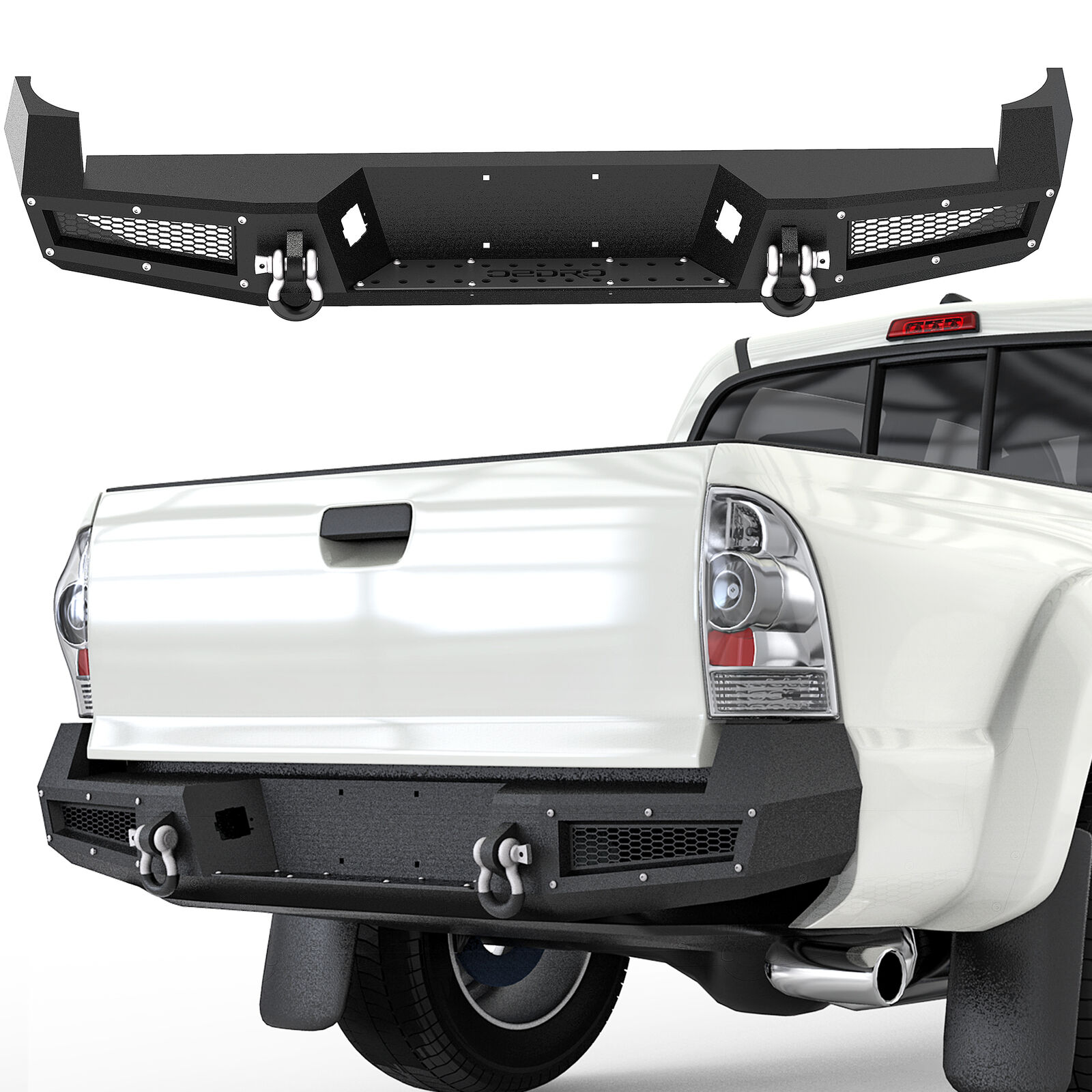 OEDRO Textured Rear Bumper for 2005-2015 Toyota Tacoma w/ License Plate Hole