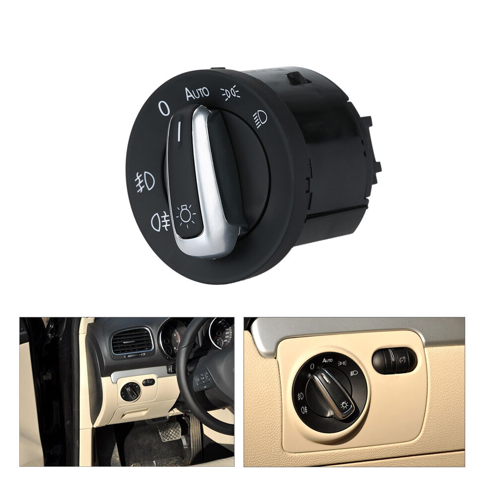 Chrome Headlight Head Fog Lights Switch For VW Passat CC B6 Jetta Golf MK5 MK6