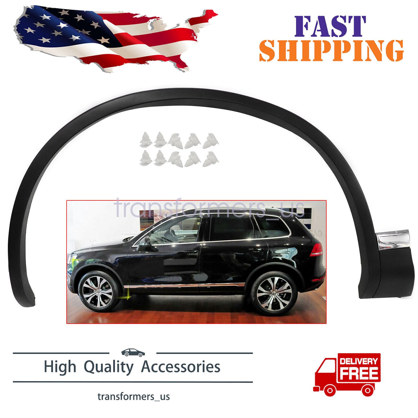 For VW Touareg 2011-18 Front LH Driver Fender Wheel Flare Arch Molding Cover
