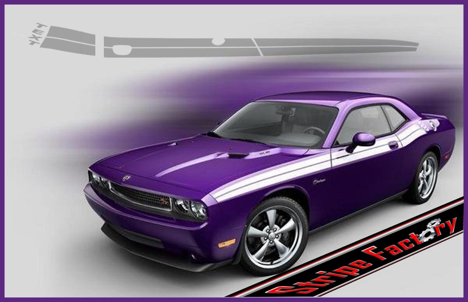 DODGE CHALLENGER TEXT FRONT ANGLE DUEL 2008-2010 FACTORY STRIPE DECAL GRAPHIC