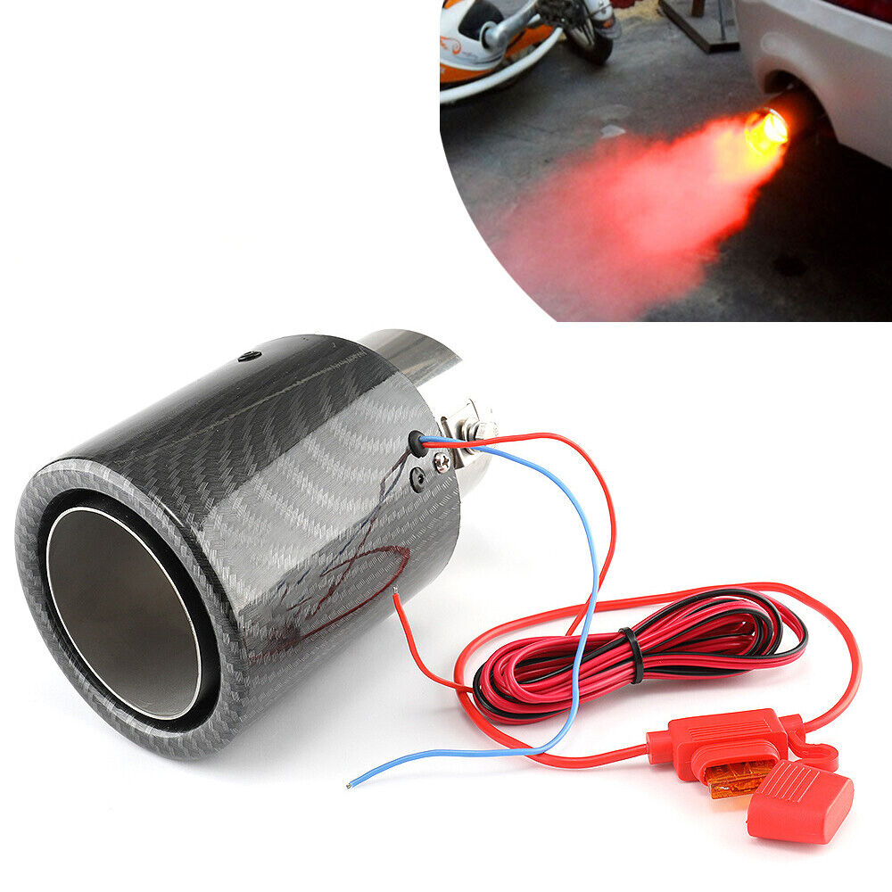 ⭐Red / Blue Flame Carbon Fiber LED Exhaust Tip Racing Car Tail Pipe Muffler⭐
