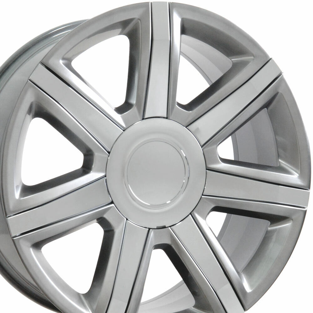 22x9 Wheels Fit Cadillac Escalade Hyper Silver w/Chrome Rims W1X SET