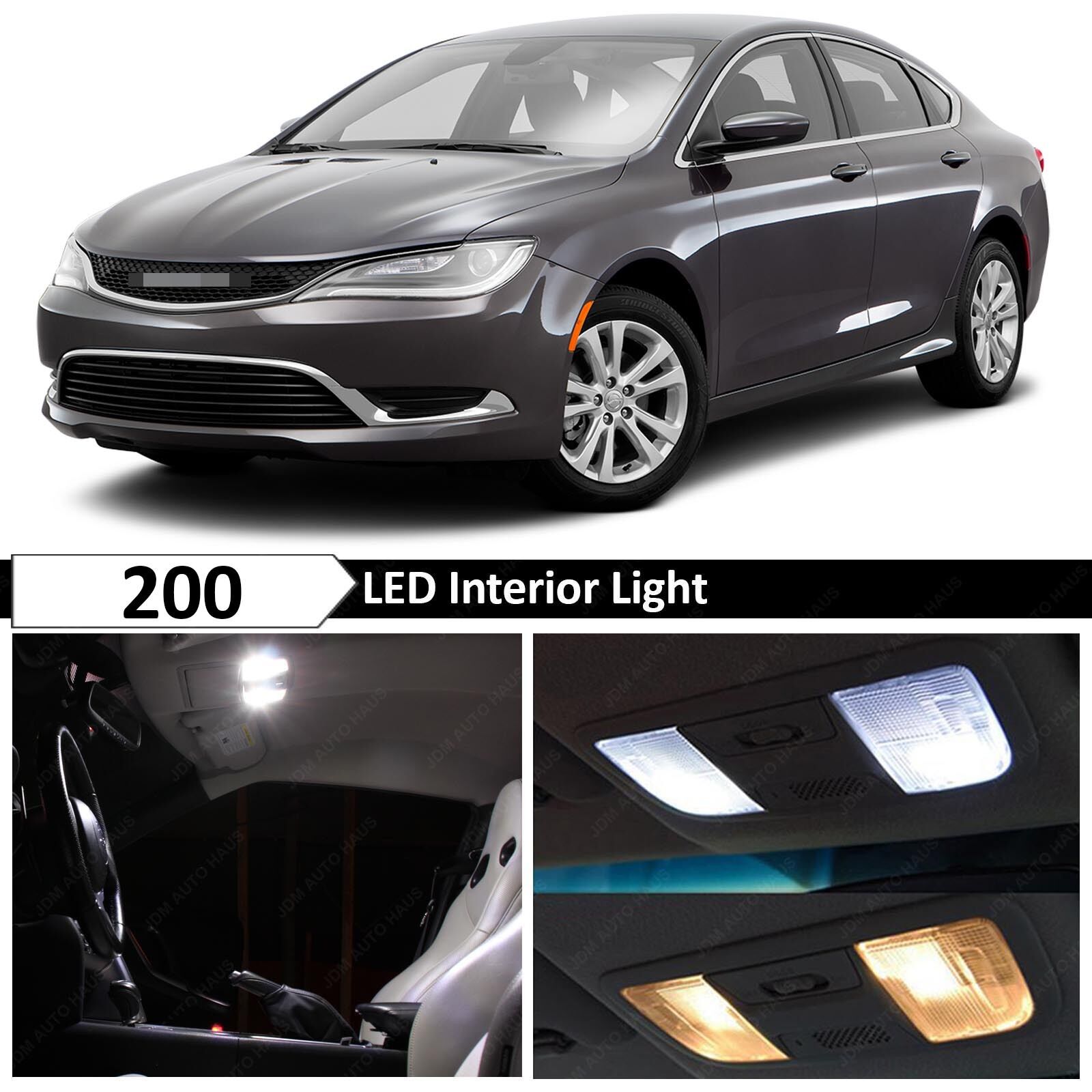 11x White Interior Map Dome LED Lights Bulb Package for 2015-2016 Chrysler 200