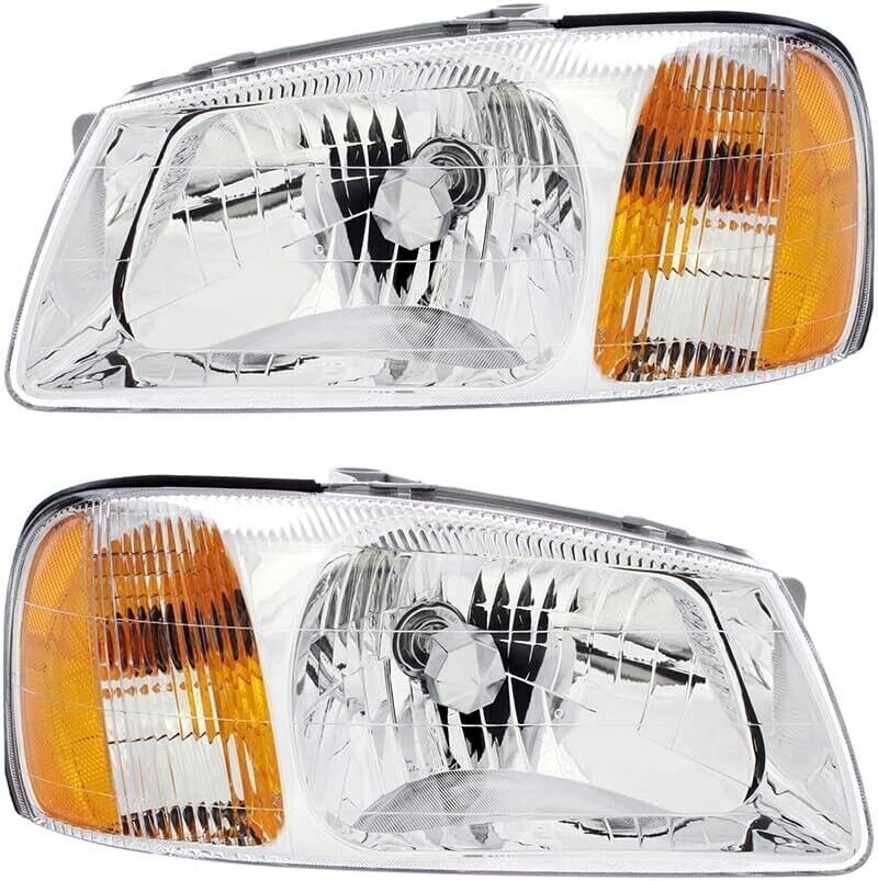Headlight Set For 2000 2001 2002 Hyundai Accent Left and Right With Bulb 2Pc