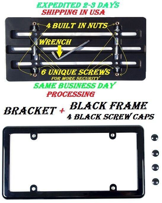 Front Bumper License Plate Bracket + Black Frame for TOYOTA 