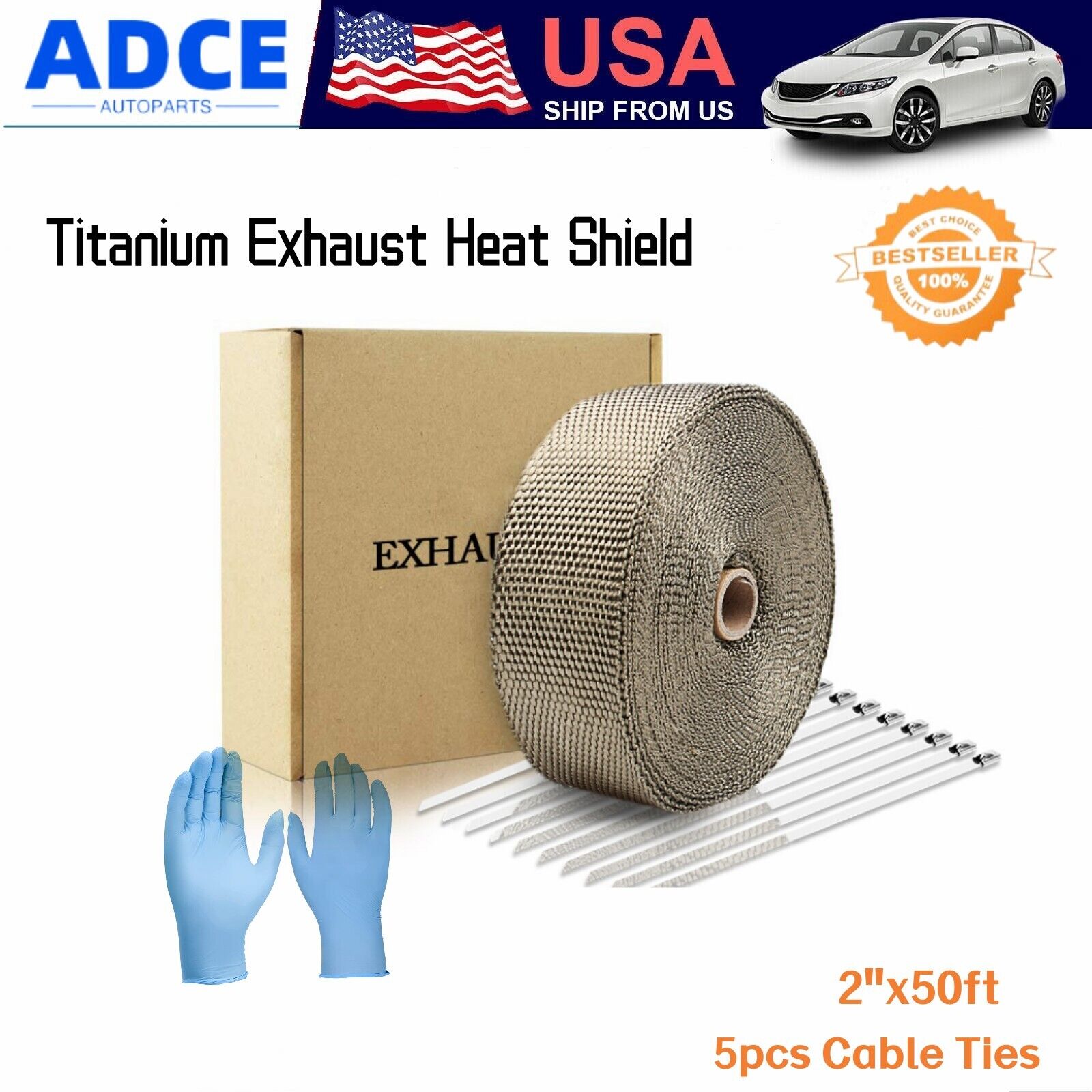 Heat Shield Insulation for Pipe 50' Roll Motorcycle Exhaust  Thermal Protection