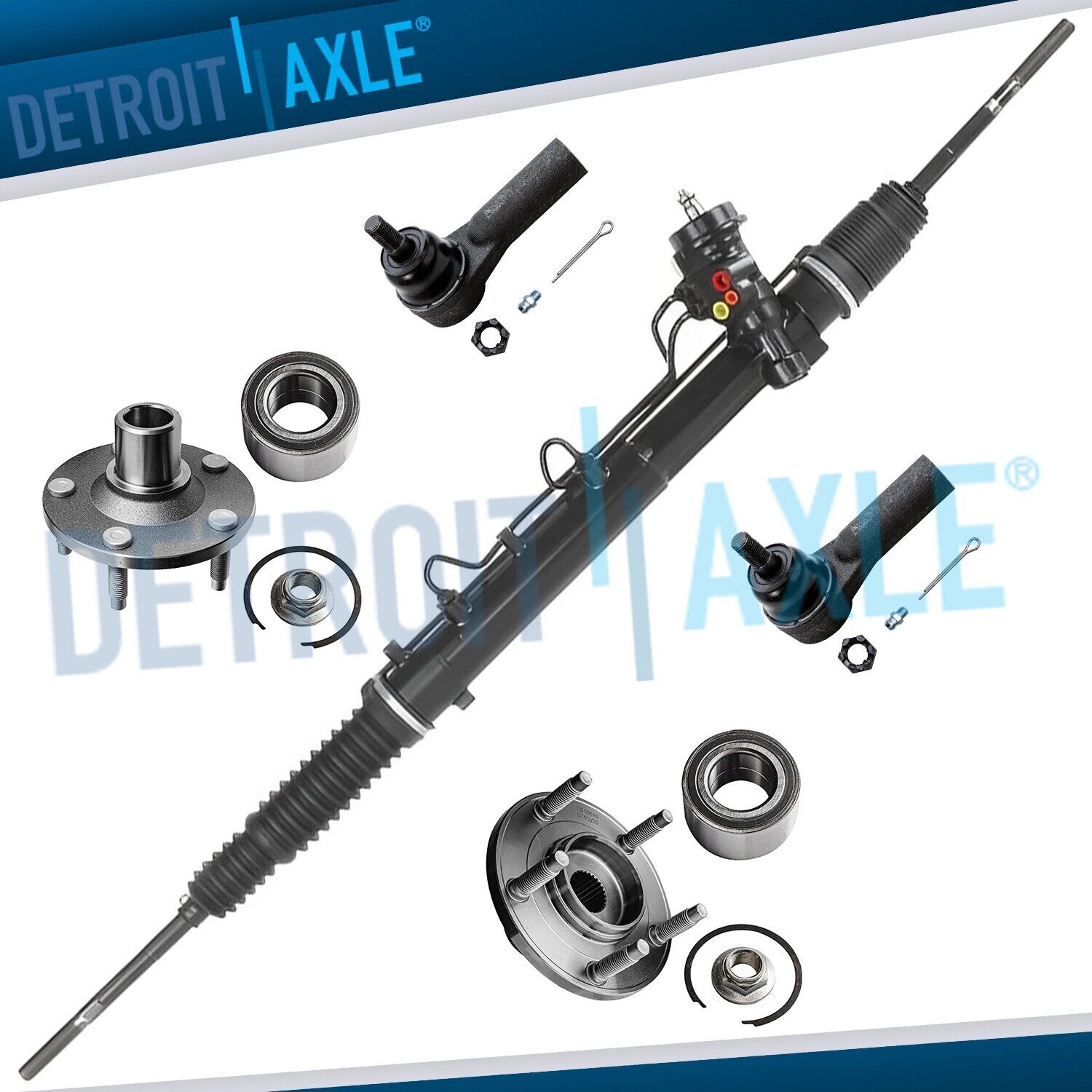 5pc Rack and Pinion NEW Wheel Hub and Bearing Tie Rod for Escape Mariner Tribute